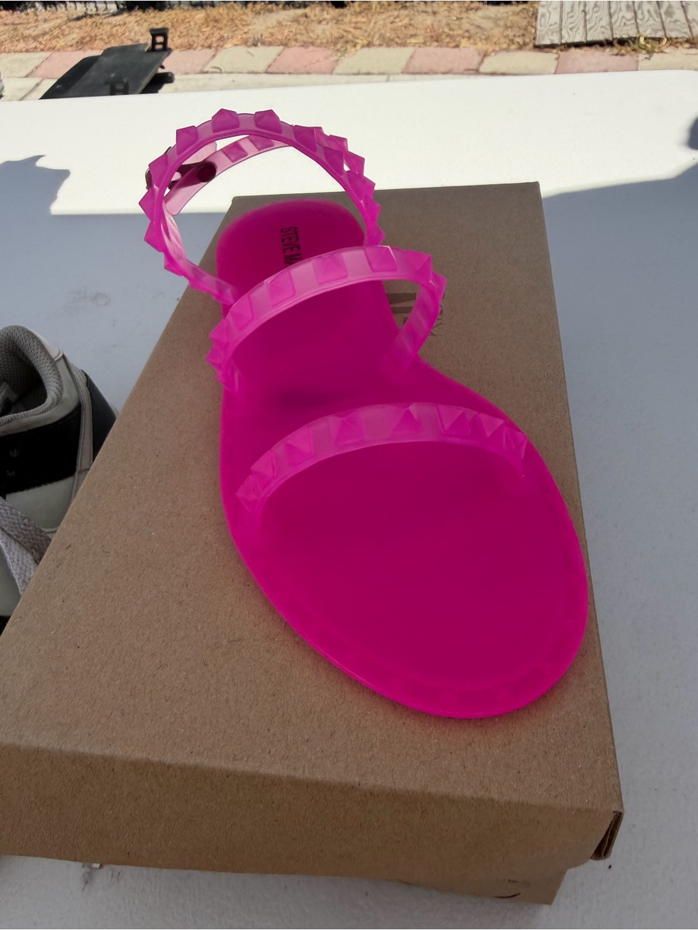 Steve Madden Hot Pink Jelly Studded Slide Sandals